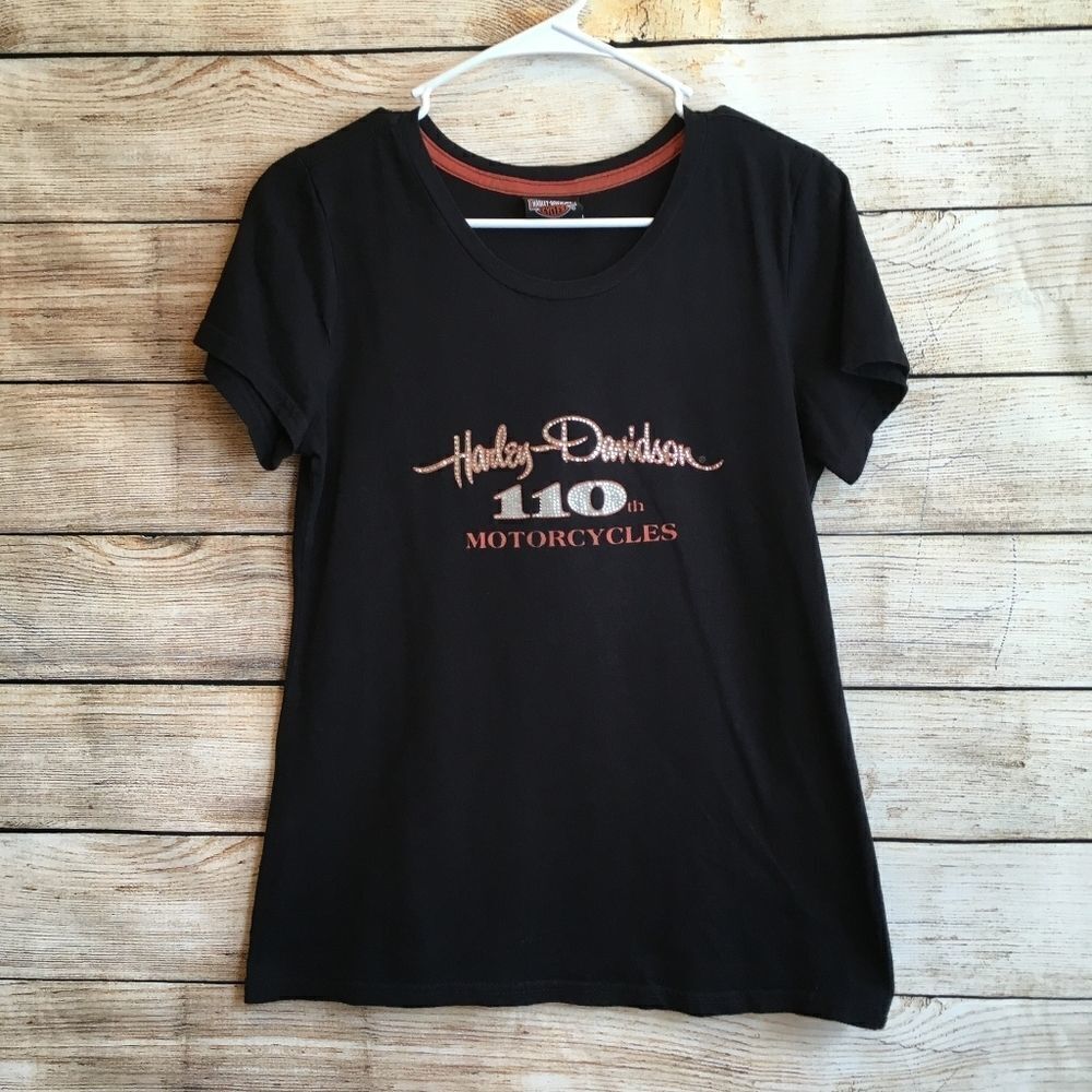 HARLEY DAVIDSON STUDDED GRAPHIC T-SHIRT IN BLACK